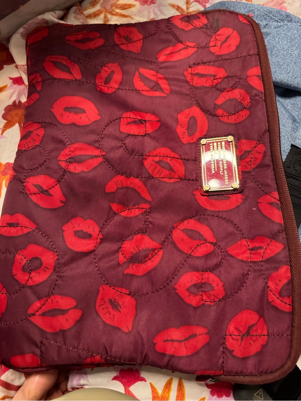 Marc By Marc Jacobs Red Lip Print Quilted Tablet Sleeve